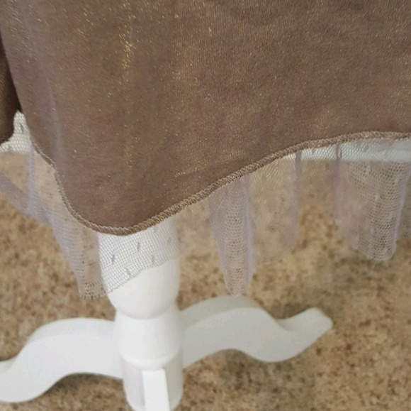 John Fashion Mocha Embroidered Appliqué and Iridescent Gold Dress‎ - Picture 6 of 9